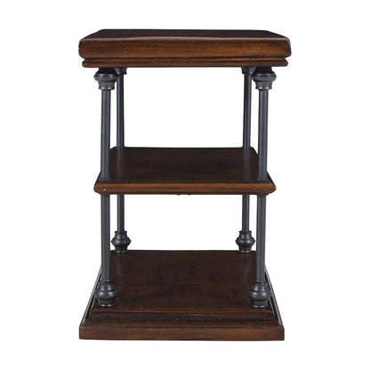 Larson Modern Industrial Solid Wood Chairside End Table with Storage