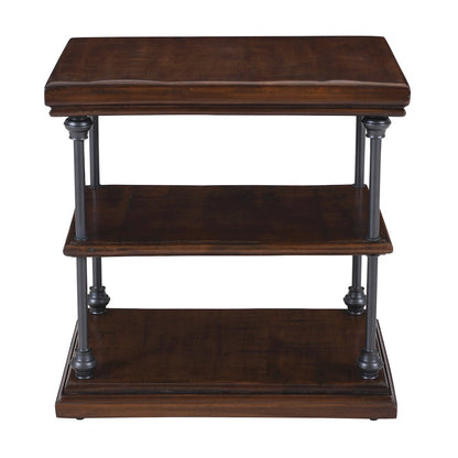 Larson Modern Industrial Solid Wood Chairside End Table with Storage