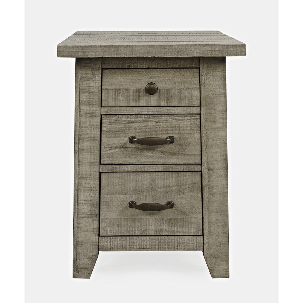 Telluride Rustic Farmhouse Solid Wood USB Charging Chairside End Table