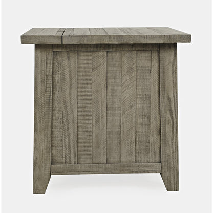 Telluride Rustic Farmhouse Solid Wood USB Charging Chairside End Table