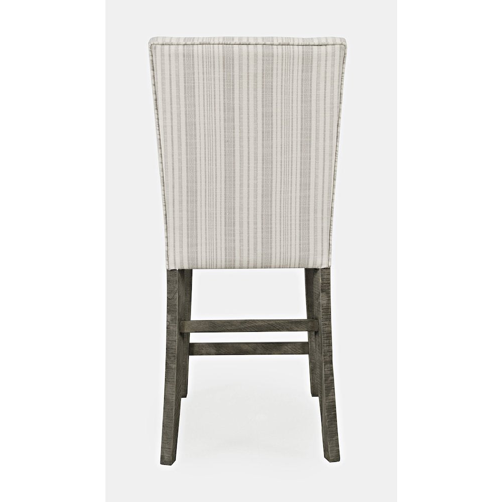 Farmhouse Rustic Solid Wood Parsons Striped Upholstery Counter Stool (Set of 2)