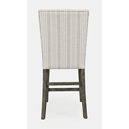 Farmhouse Rustic Solid Wood Parsons Striped Upholstery Counter Stool (Set of 2)