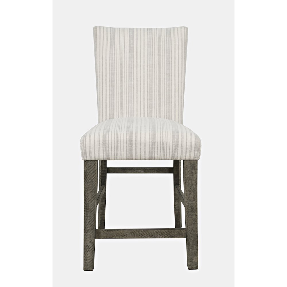Farmhouse Rustic Solid Wood Parsons Striped Upholstery Counter Stool (Set of 2)