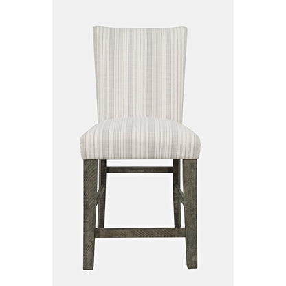Farmhouse Rustic Solid Wood Parsons Striped Upholstery Counter Stool (Set of 2)