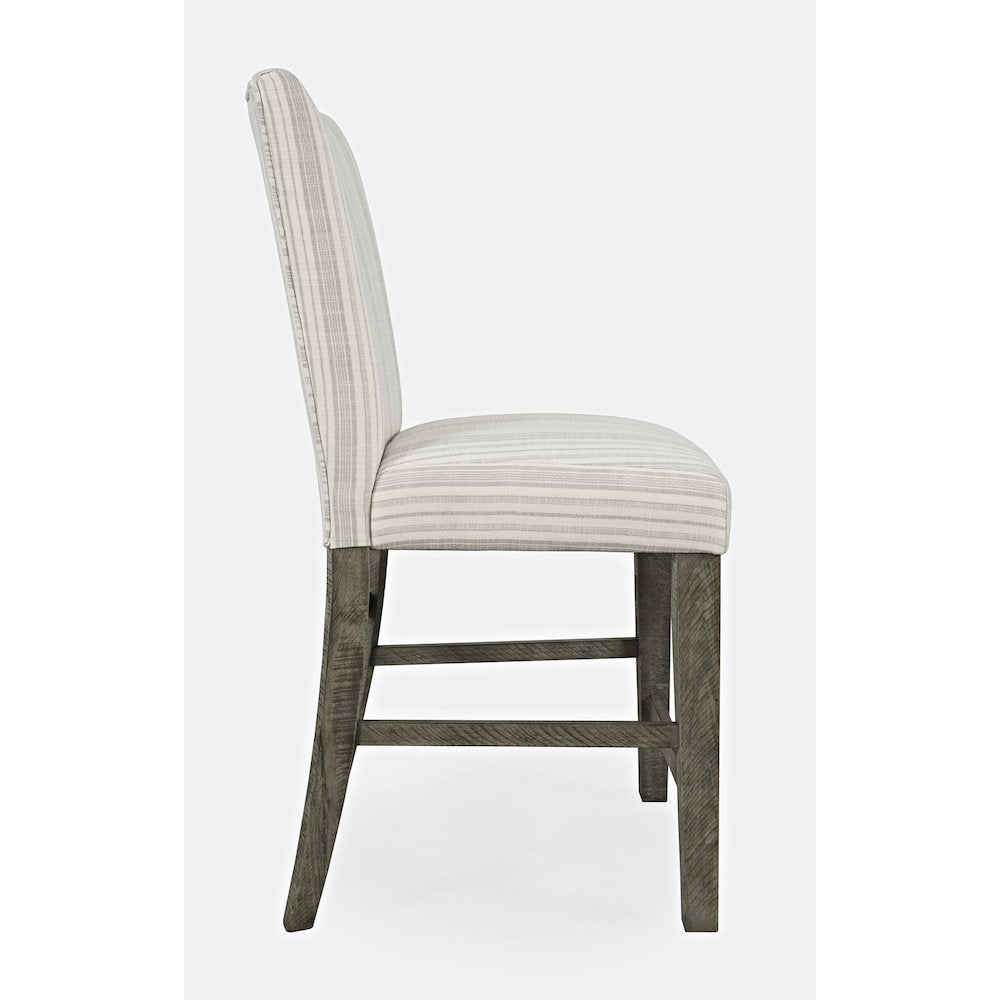 Farmhouse Rustic Solid Wood Parsons Striped Upholstery Counter Stool (Set of 2)