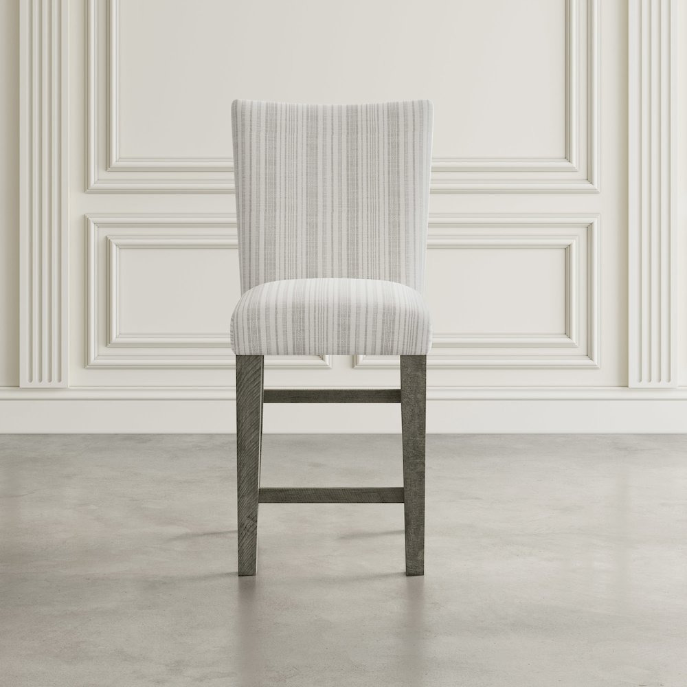 Farmhouse Rustic Solid Wood Parsons Striped Upholstery Counter Stool (Set of 2)