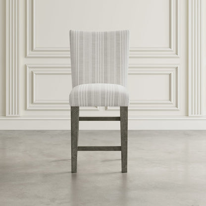 Farmhouse Rustic Solid Wood Parsons Striped Upholstery Counter Stool (Set of 2)