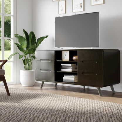 Mid-Century Modern 64" Curved Media Console TV Stand