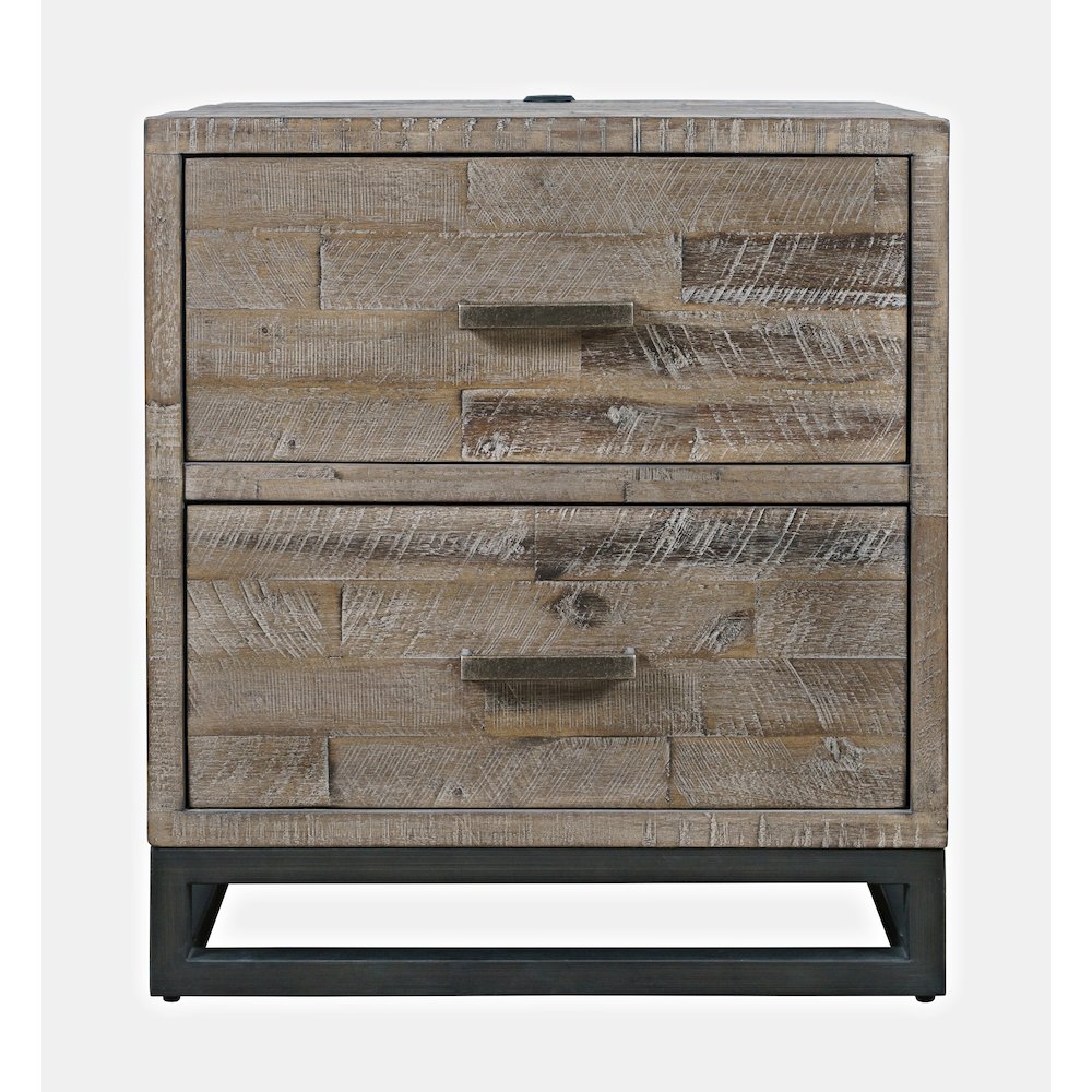 Modern Coastal 25" Distressed Solid Wood Nightstand with USB Charging