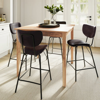 Modern Faux Leather Split-Back Upholstered Counter Height Barstool (Set of 2)