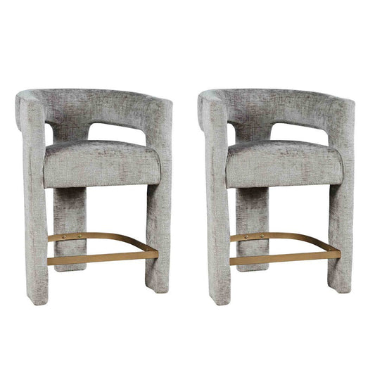 Jofran, Gwen Modern Jacquard Fabric Counter Height Stool, Grey, Set of 2