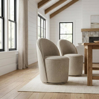 Mid-Century Modern Upholstered Swivel Dining Chair, Gray, Set of 2