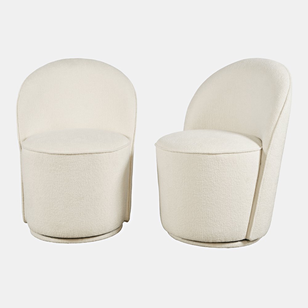 Landon Mid-Century Modern Upholstered Swivel Dining Chair (Set of 2)