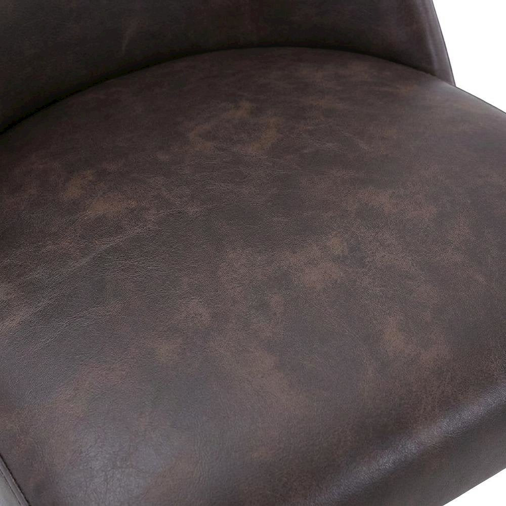 Faux Leather Upholstered Mid-Century Modern Dining Chair, Dark Brown, Set of 2