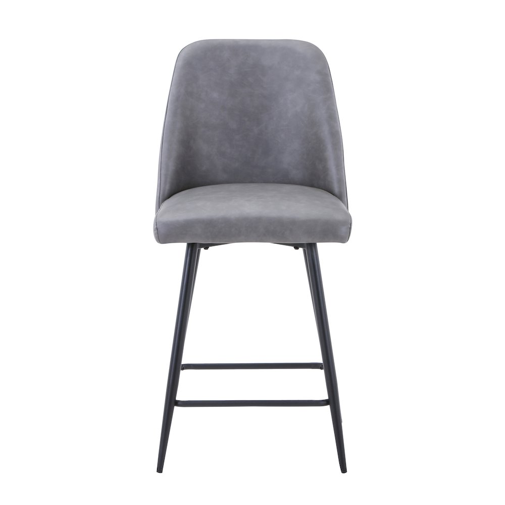 Mid-Century Modern Faux Leather Upholstered Counter Height Barstool (Set of 2)