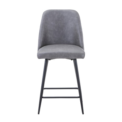 Mid-Century Modern Faux Leather Upholstered Counter Height Barstool (Set of 2)