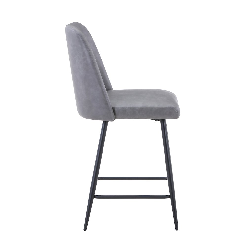Mid-Century Modern Faux Leather Upholstered Counter Height Barstool (Set of 2)