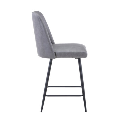 Mid-Century Modern Faux Leather Upholstered Counter Height Barstool (Set of 2)