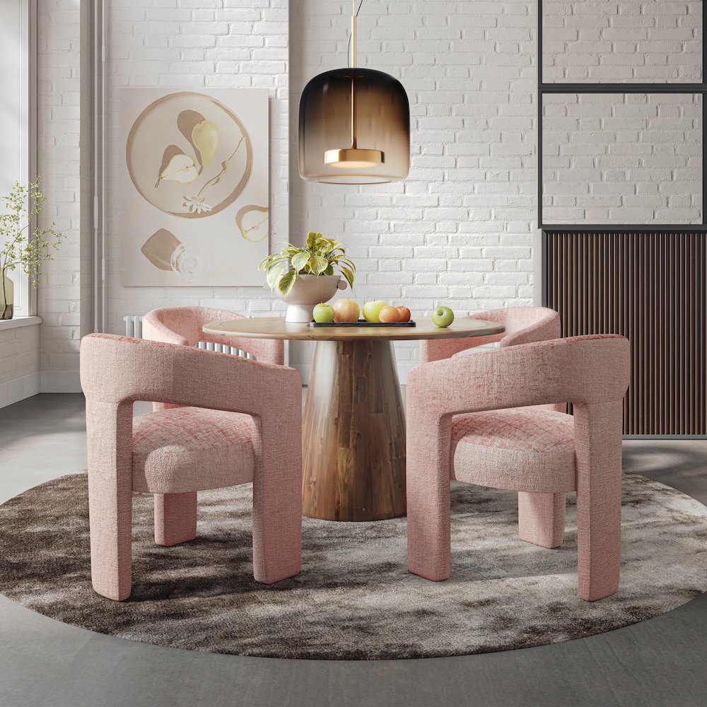 Gwen Luxury Mid-Century Modern Five Piece Dining Set with Upholstered Chairs
