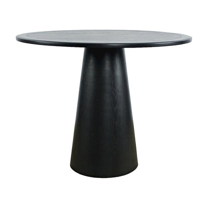 Acacia Veneer Modern Round Pedestal Dining Table, Black, 36" Counter Height