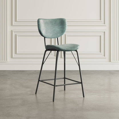Modern Faux Leather Split-Back Upholstered Counter Height Barstool (Set of 2)