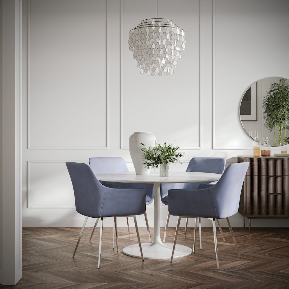 Stella Contemporary Modern Upholstered Platinum Dining Chair with Chrome Legs (Set of 2)