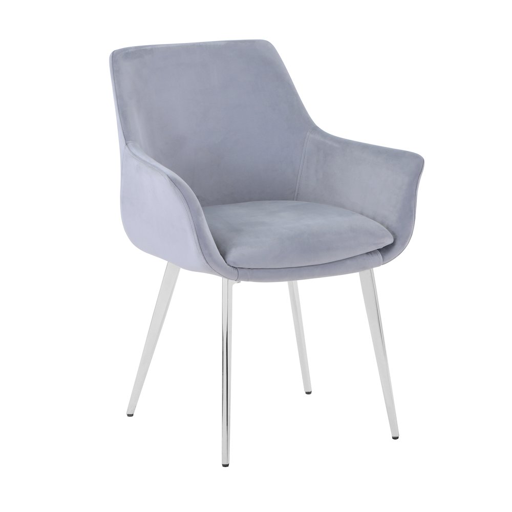 Stella Contemporary Modern Upholstered Platinum Dining Chair with Chrome Legs (Set of 2)