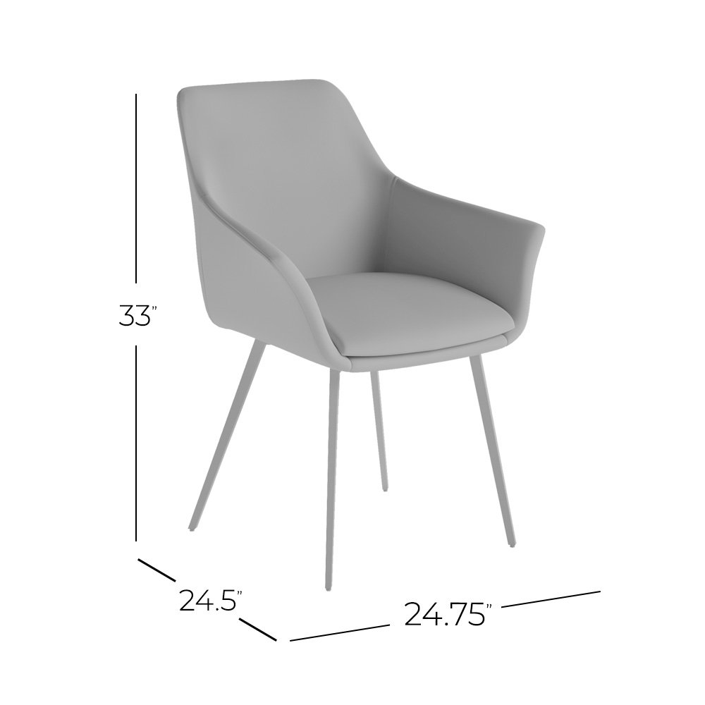 Stella Contemporary Modern Upholstered Platinum Dining Chair with Chrome Legs (Set of 2)