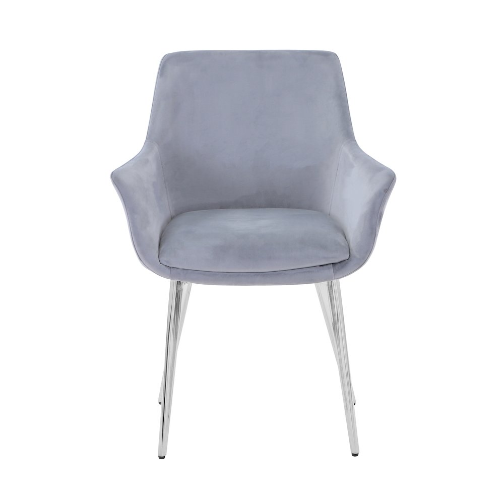 Stella Contemporary Modern Upholstered Platinum Dining Chair with Chrome Legs (Set of 2)