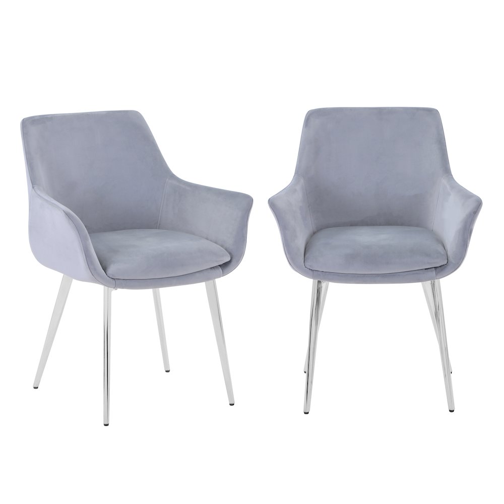 Stella Contemporary Modern Upholstered Platinum Dining Chair with Chrome Legs (Set of 2)