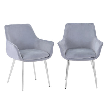Stella Contemporary Modern Upholstered Platinum Dining Chair with Chrome Legs (Set of 2)