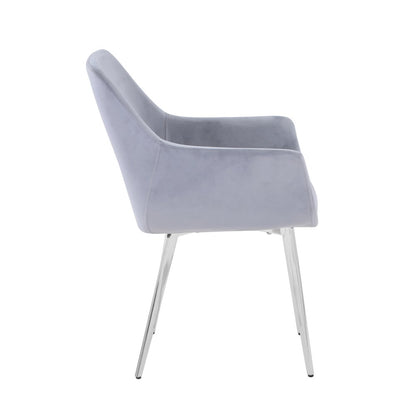 Stella Contemporary Modern Upholstered Platinum Dining Chair with Chrome Legs (Set of 2)