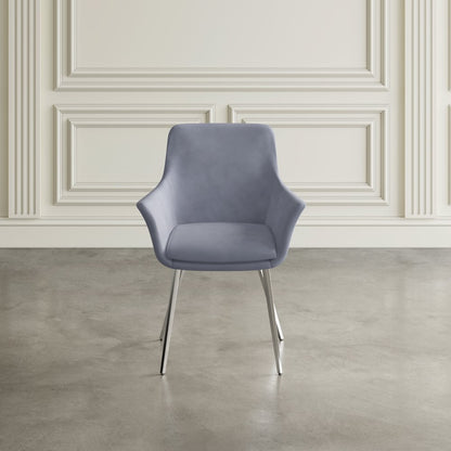 Stella Contemporary Modern Upholstered Platinum Dining Chair with Chrome Legs (Set of 2)