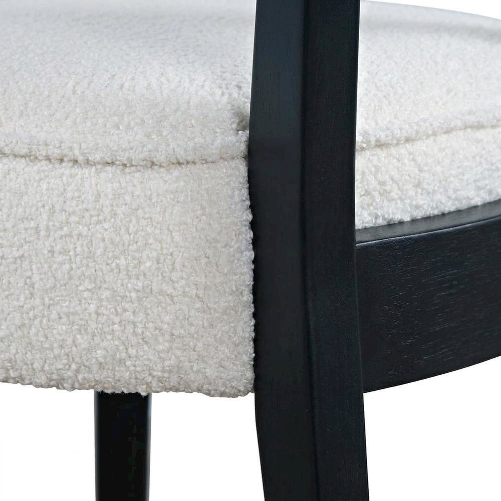 Boucle Upholstered Mid-Century Modern Dining Chairs, Black, Set of 2