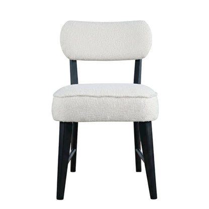 Boucle Upholstered Mid-Century Modern Dining Chairs, Black, Set of 2