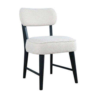 Boucle Upholstered Mid-Century Modern Dining Chairs, Black, Set of 2