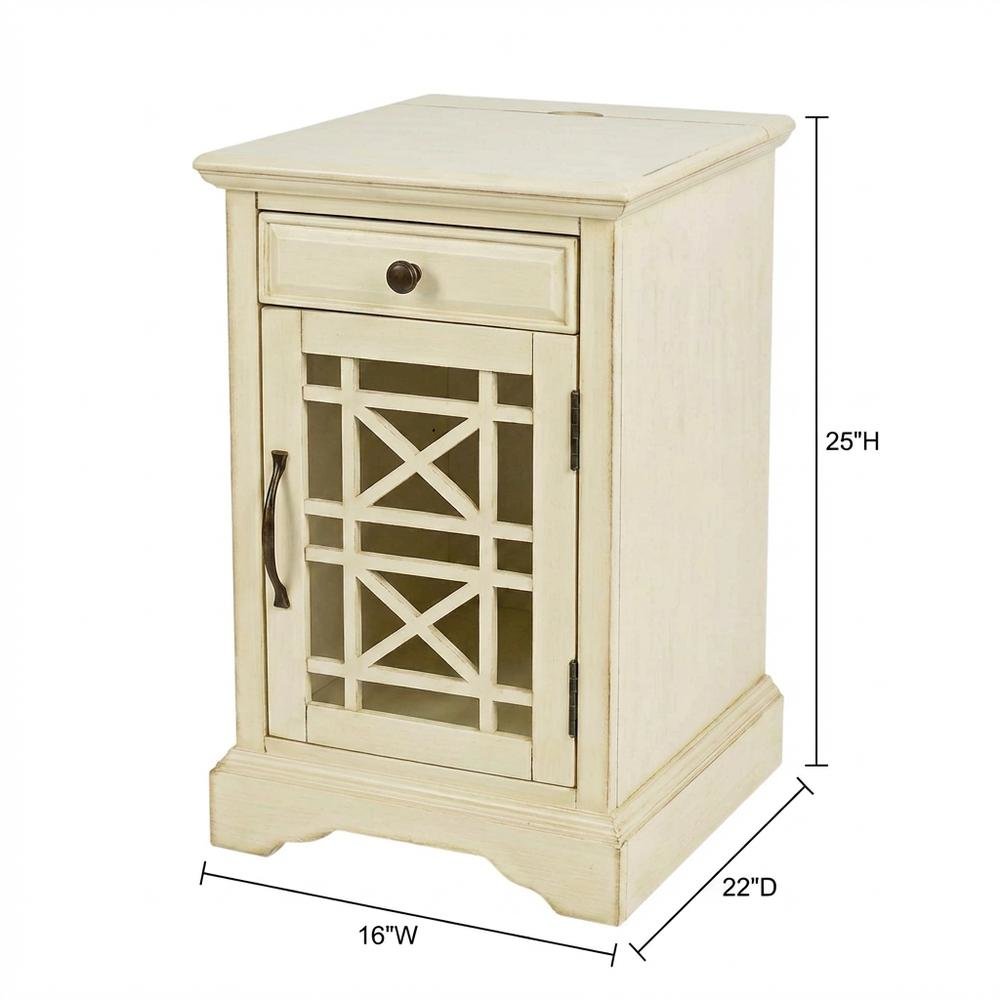 Power Chairside End Table with Outlet, Traditional Accent Table for Living Room