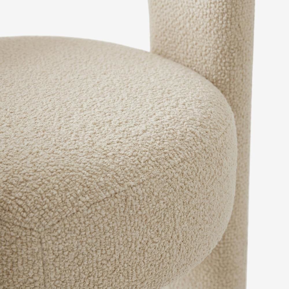 Modern Upholstered Counter Stool, Iron Frame, Natural, Set of 6