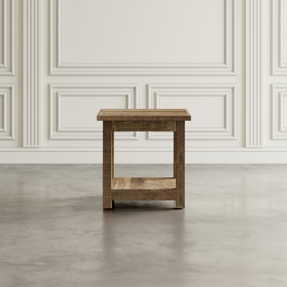 Reclamation Rustic Reclaimed Solid Wood Square End Table with Storage Shelf