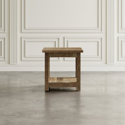 Reclamation Rustic Reclaimed Solid Wood Square End Table with Storage Shelf