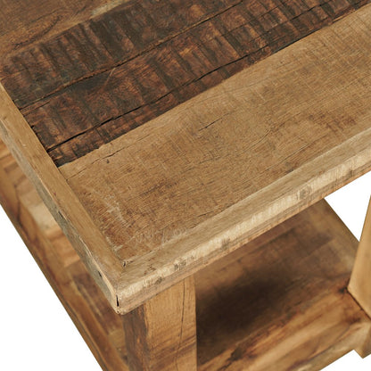 Reclamation Rustic Reclaimed Solid Wood Chairside End Table with Storage Shelf