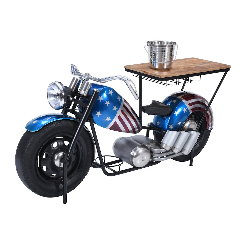 70" Patriotic American Flag Motorcycle Bar Console Table