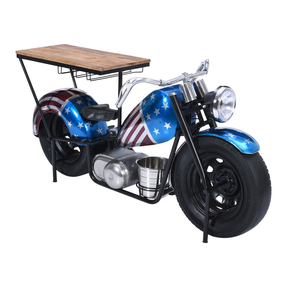 70" Patriotic American Flag Motorcycle Bar Console Table