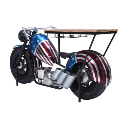 70" Patriotic American Flag Motorcycle Bar Console Table