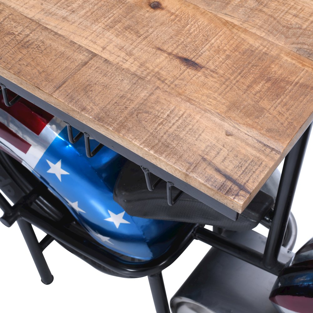 70" Patriotic American Flag Motorcycle Bar Console Table