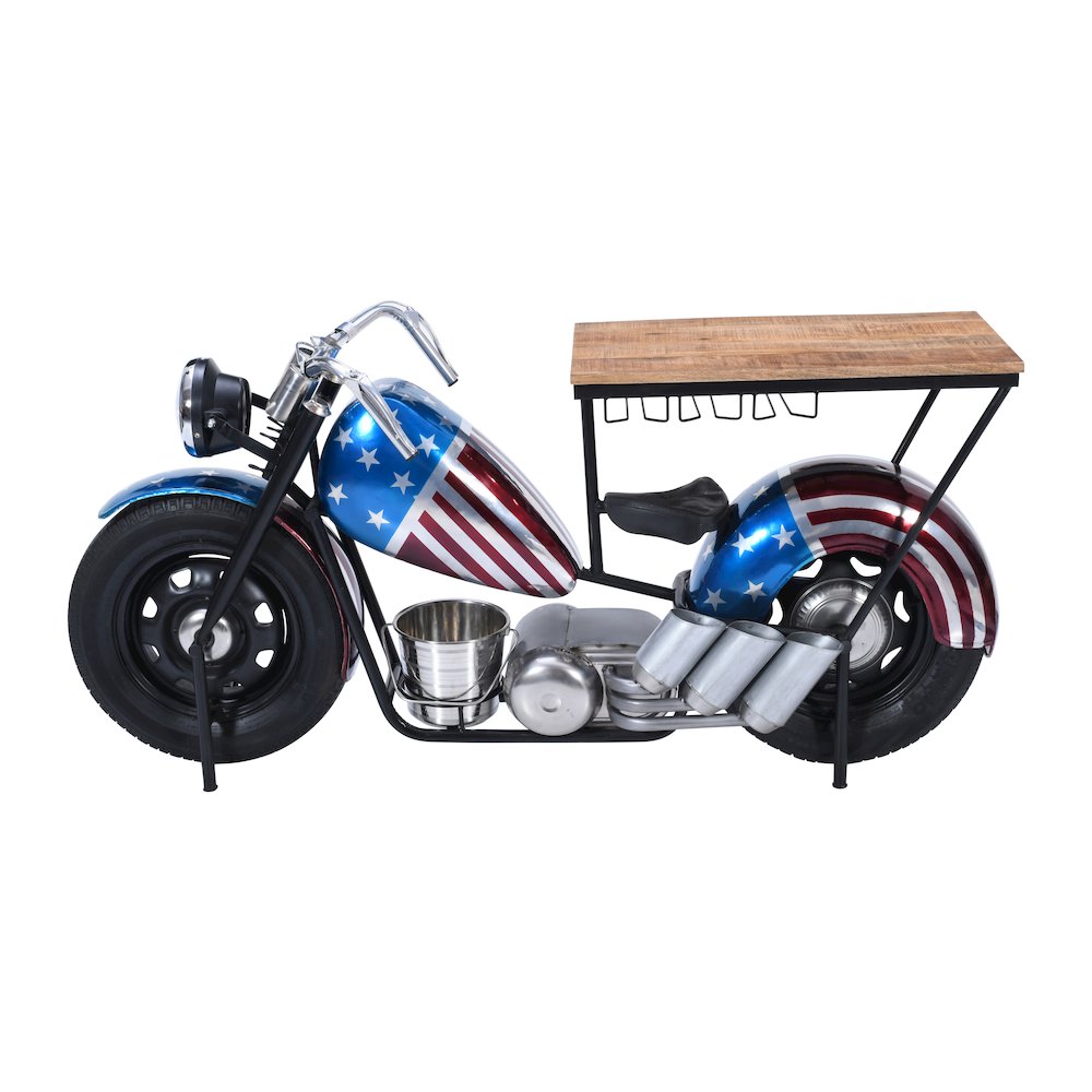 70" Patriotic American Flag Motorcycle Bar Console Table