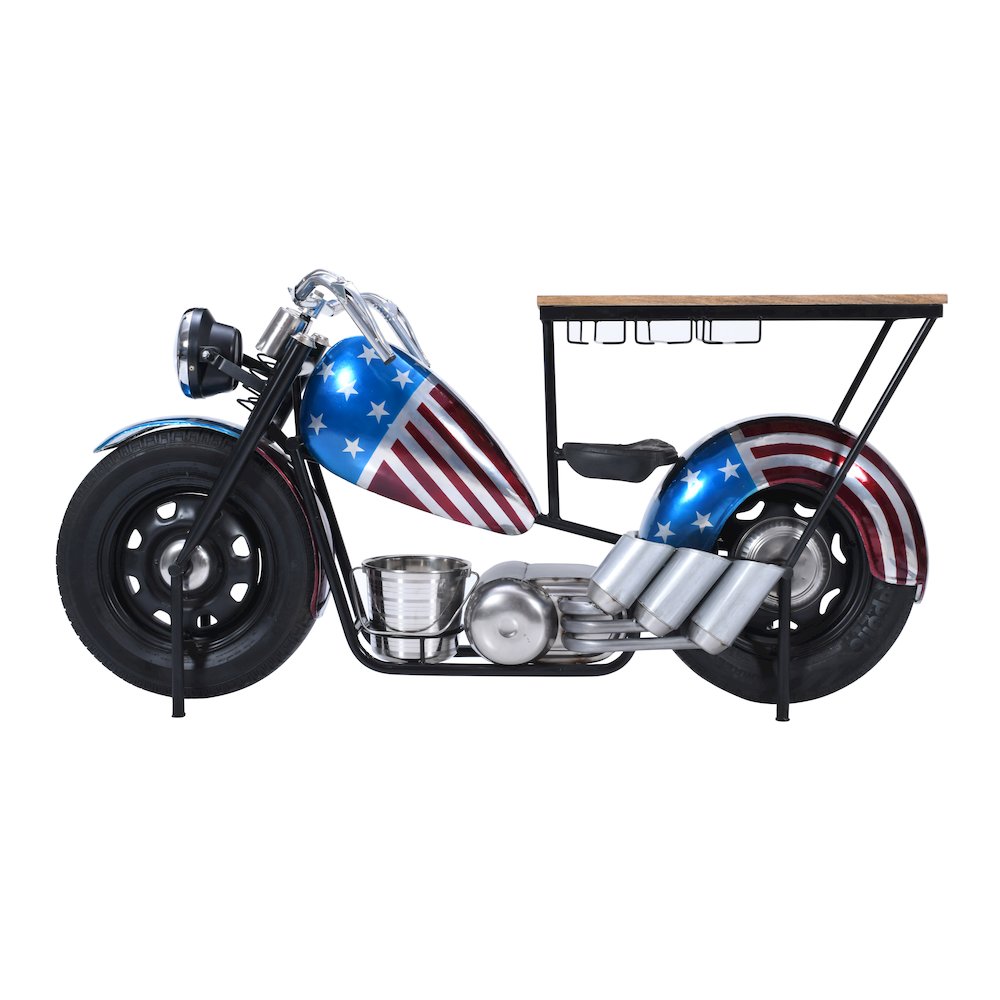 70" Patriotic American Flag Motorcycle Bar Console Table