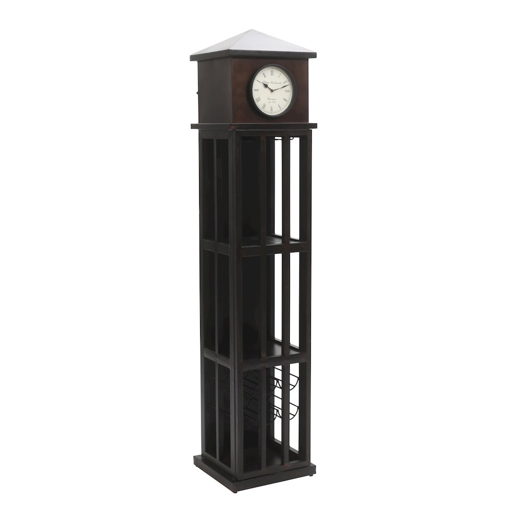 Watchtower Vintage Clock Lounge Bar Cabinet with Wine Rack and Storage
