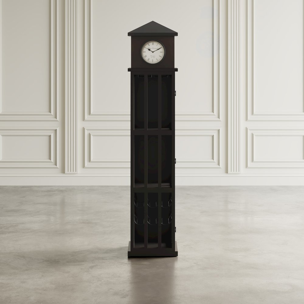 Watchtower Vintage Clock Lounge Bar Cabinet with Wine Rack and Storage