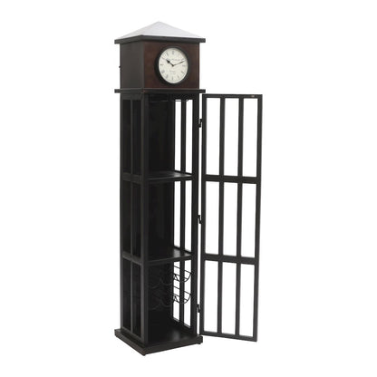 Watchtower Vintage Clock Lounge Bar Cabinet with Wine Rack and Storage